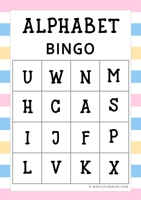 alphabet bingo free printable bingo cards for kids