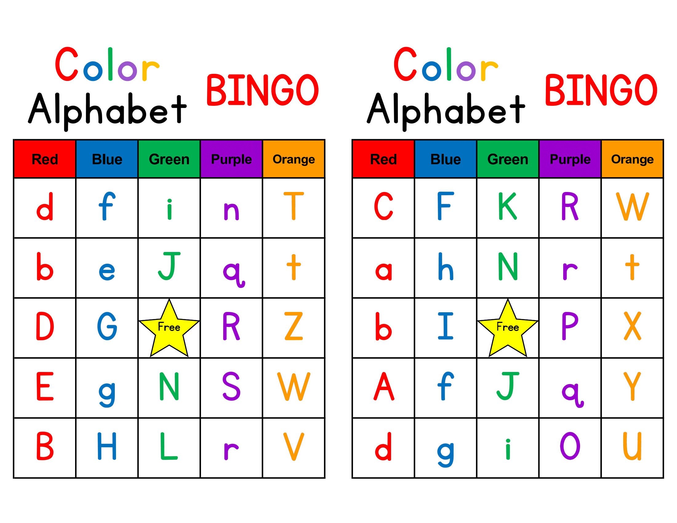 Alphabet Bingo Free Printable Bingo Cards Bingo Cards Printable Bingo 