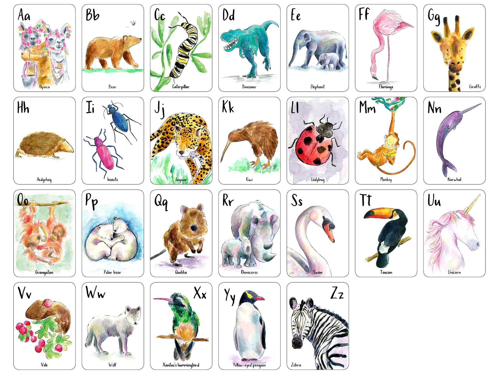Alphabet Flash Cards Animal Alphabet Card Set Instant