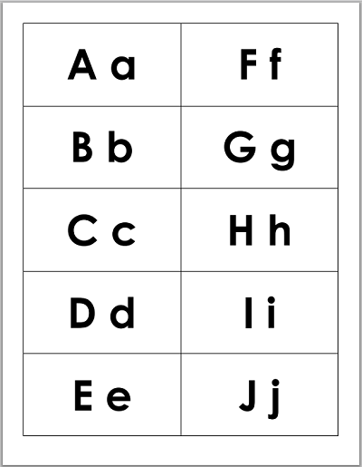 alphabet cards printable black and white
