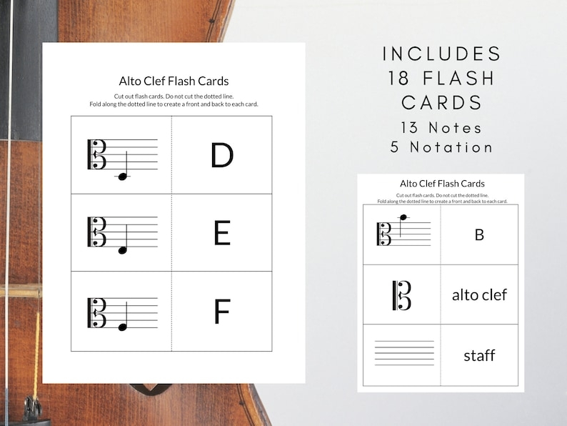 Alto Clef Note Reading Flash Cards Printable Flash Cards To Learn To 