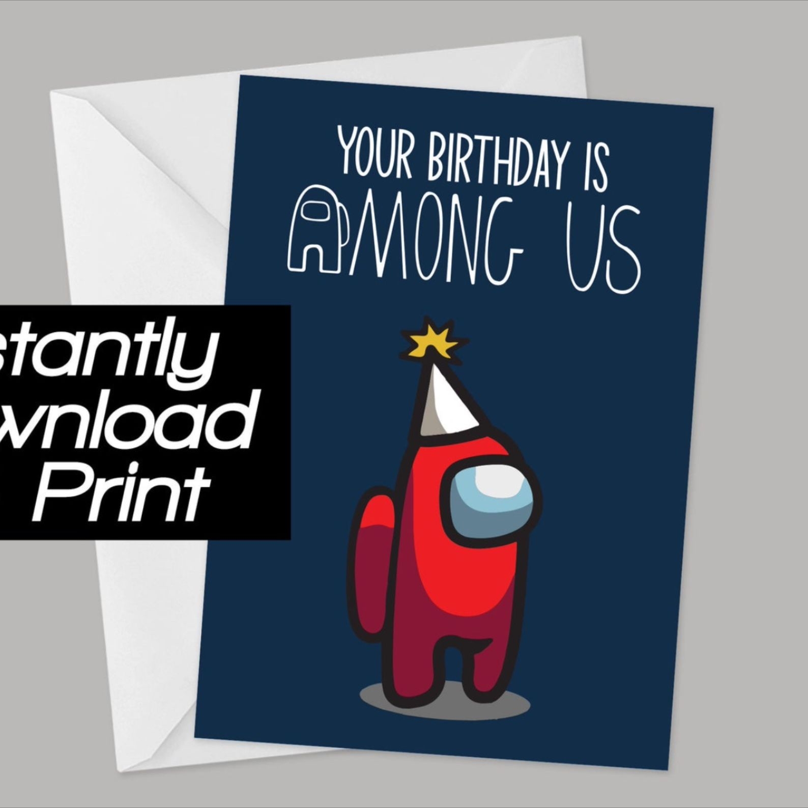 among us birthday cards printable