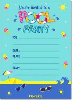 An Image Of A Pool Party Flyer
