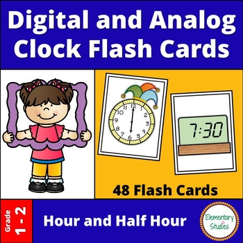 Analog And Digital Clock Flash Cards By ElementaryStudies TpT