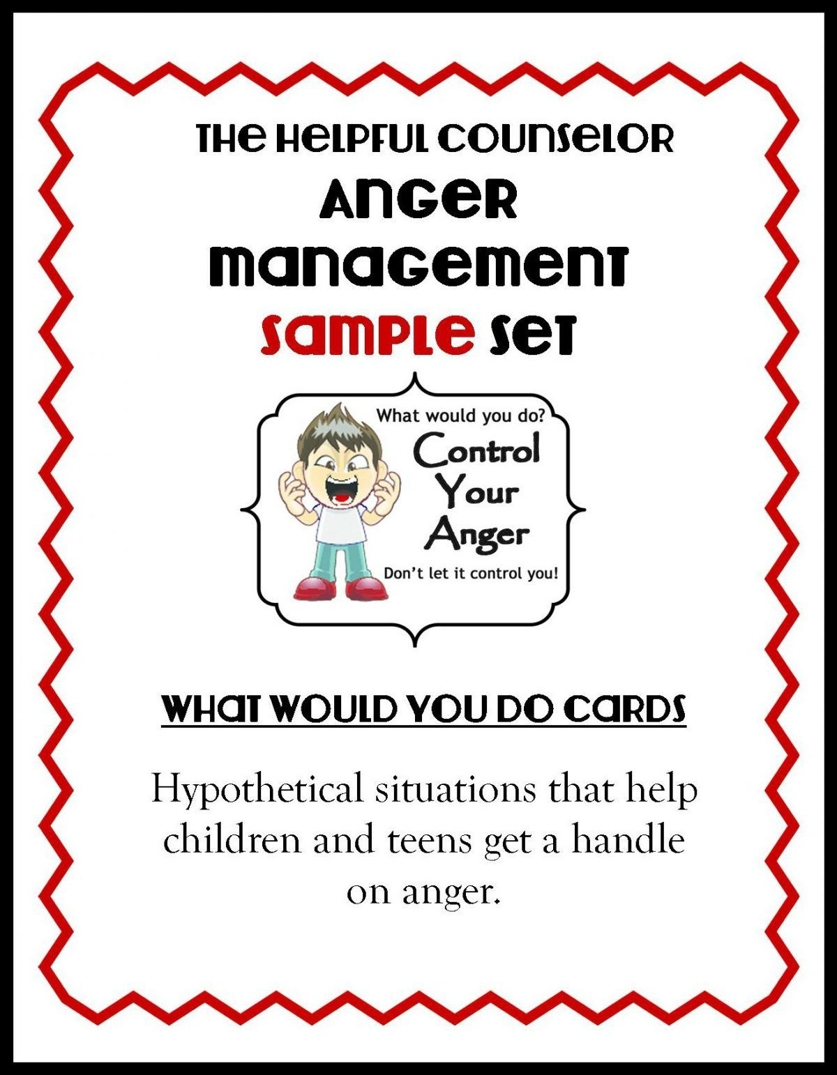anger control problem solving cards printable