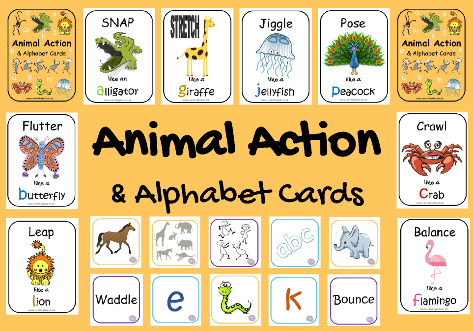 Animal Action Alphabet Cards MindingKids
