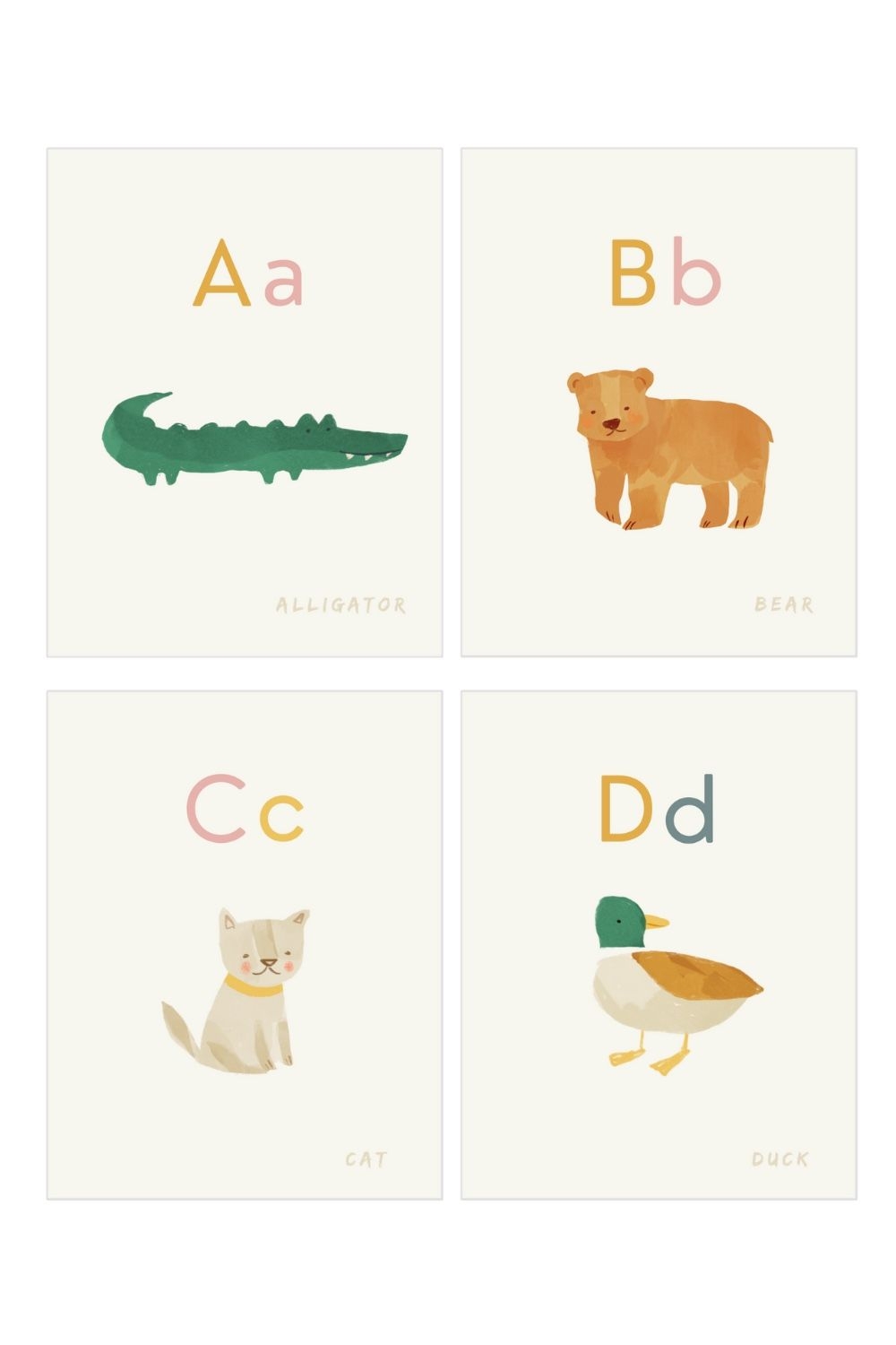 Animal Alphabet Printable Flash Cards Animal ABC Flash Card Etsy UK