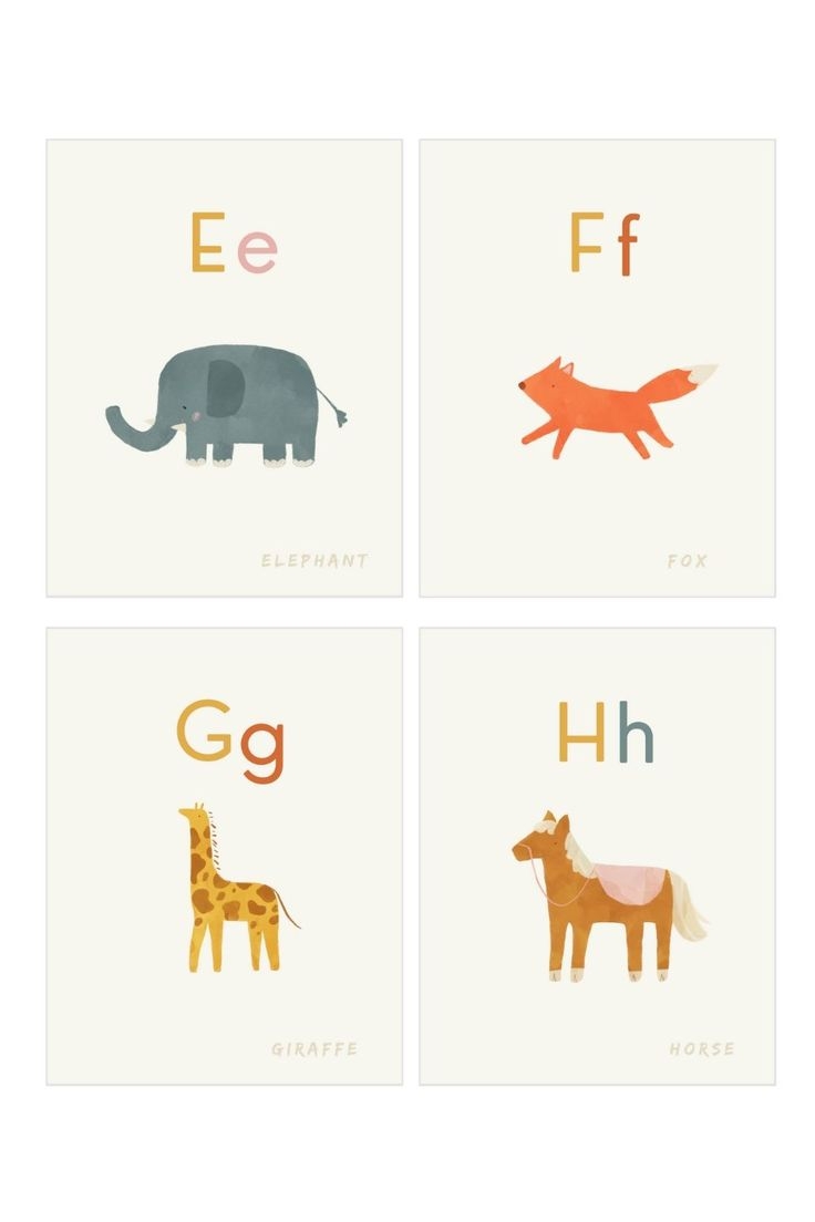 Animal Alphabet Printable Flash Cards Animal ABC Flash Card Etsy UK