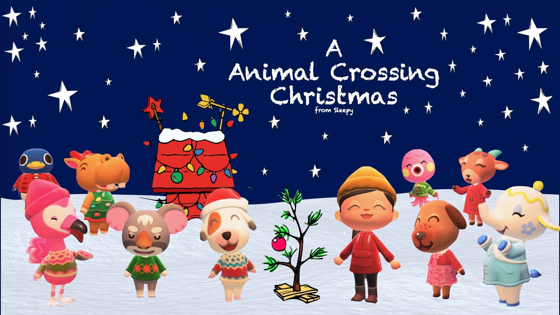 animal crossing christmas card printable