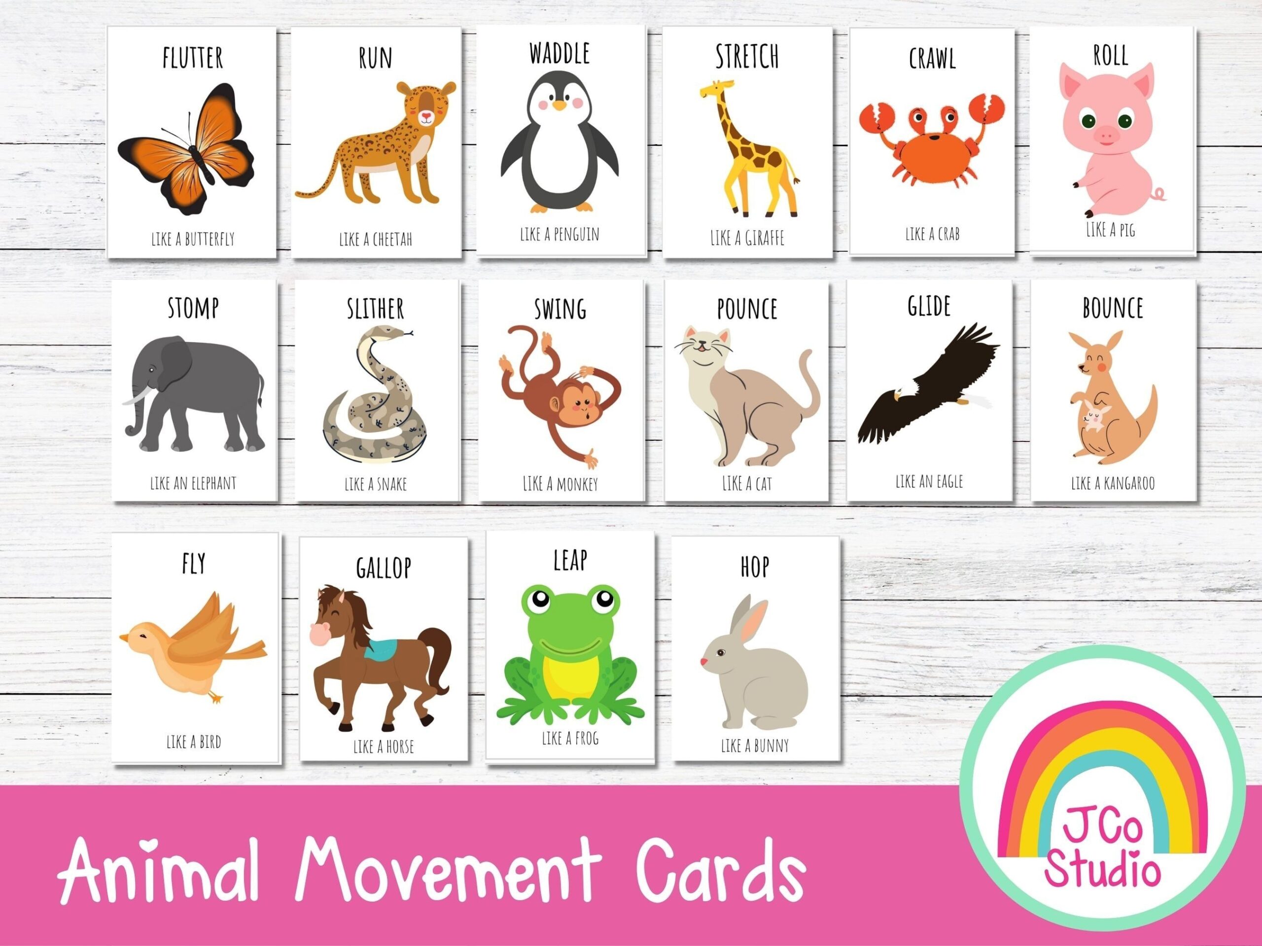 Animal Movement Cards Printable Brain Break Activities Physical Therapy 