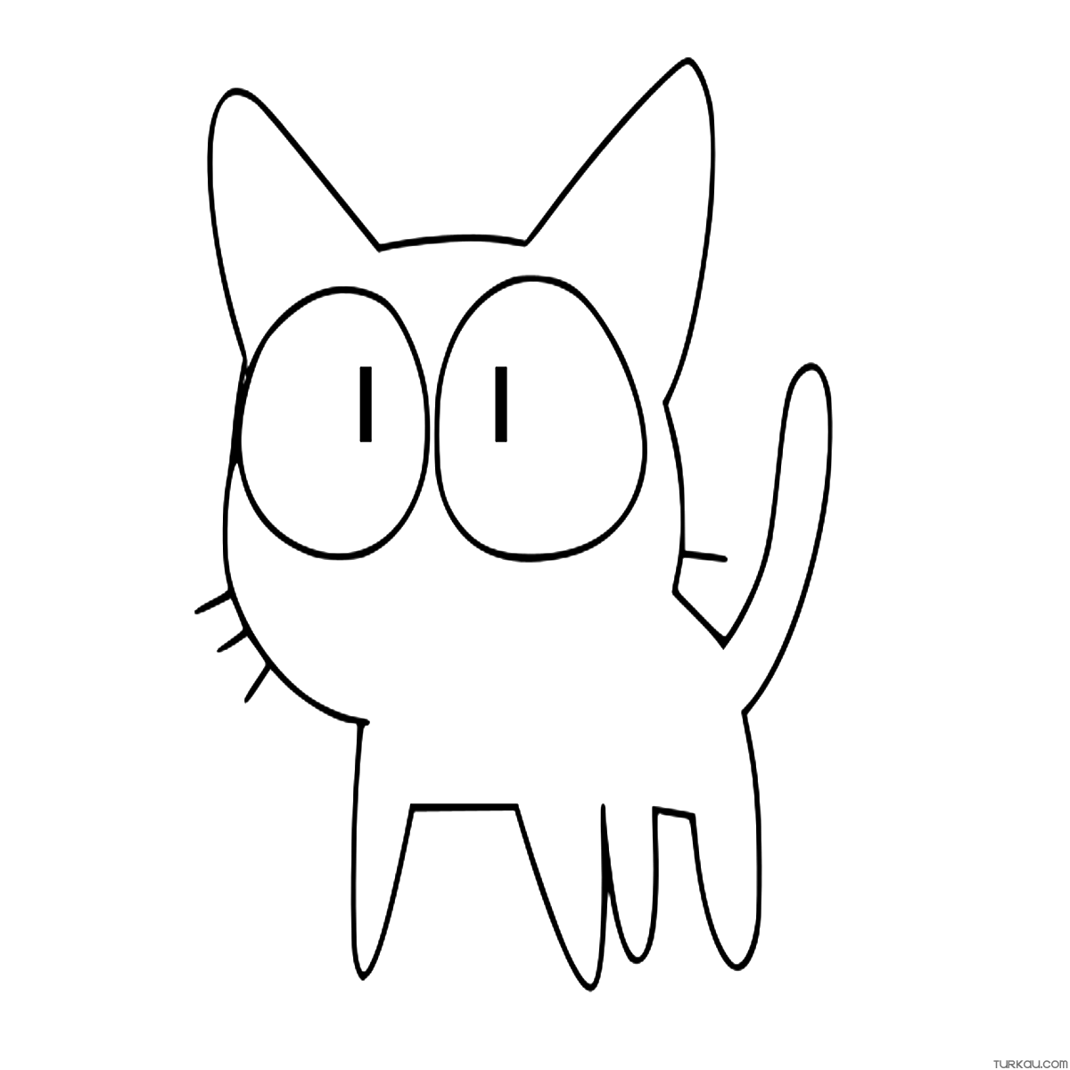 Anime Cat Coloring Page Turkau