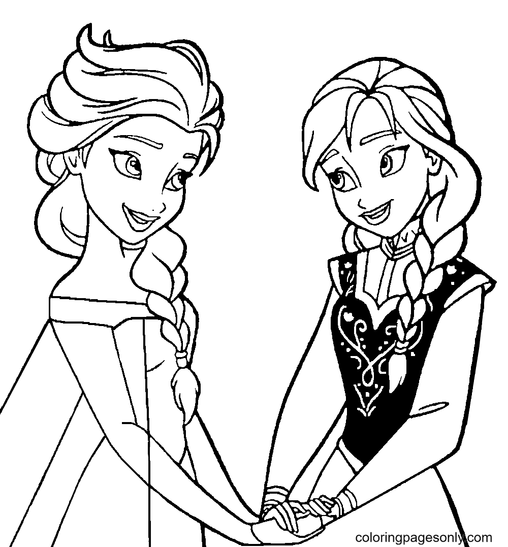 Anna Elsa Frozen Coloring Page Free Printable Coloring Pages