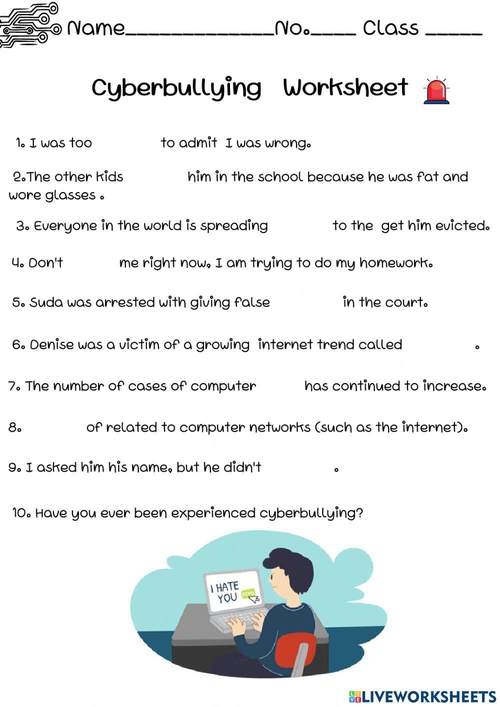 bullying worksheet