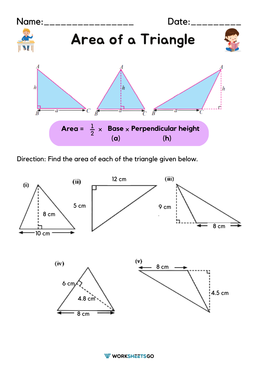 Area Of A Triangle Worksheets WorksheetsGO