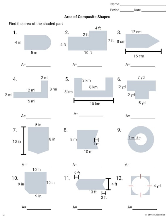 worksheet on composite figures