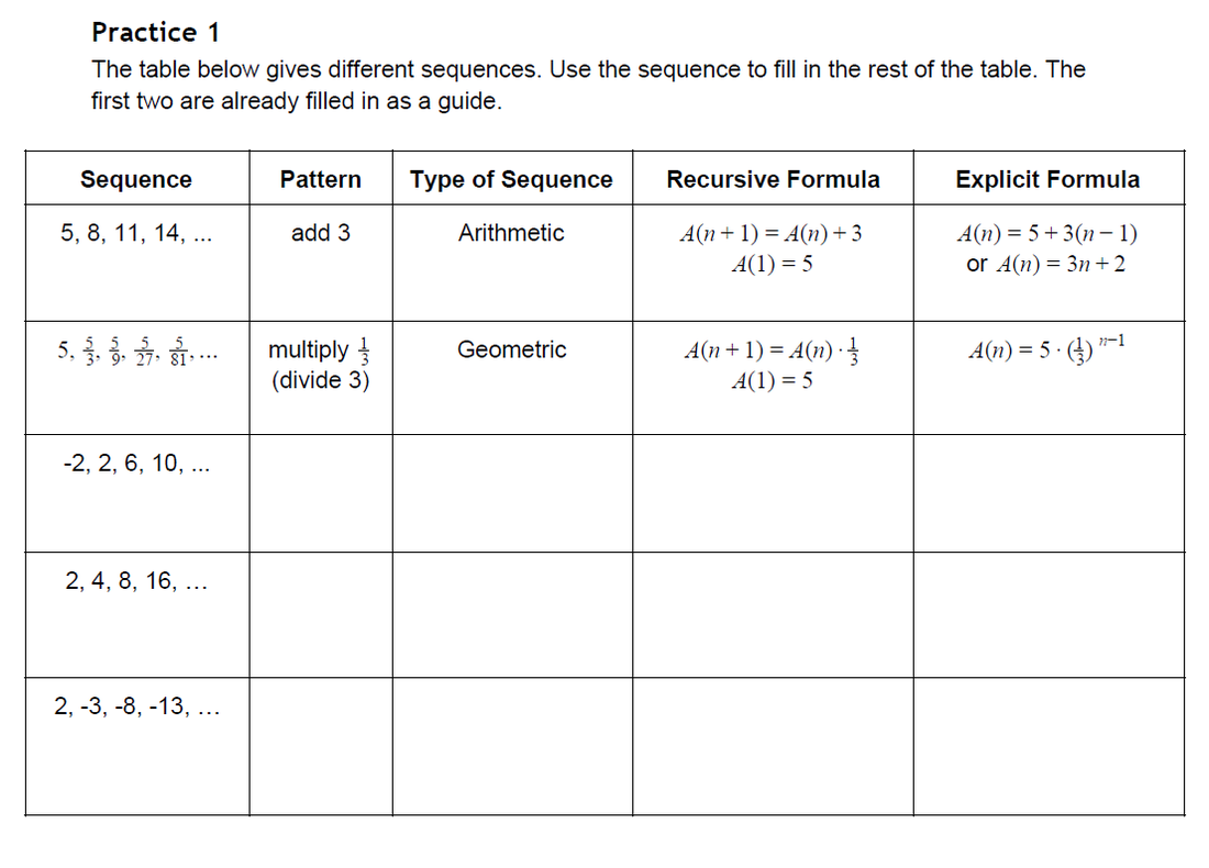 arithmetic sequence worksheet pdf