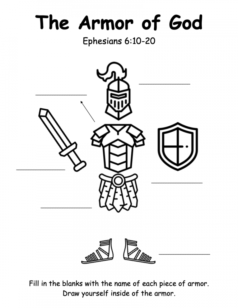 Armour Of God Worksheets Printable PDF Template