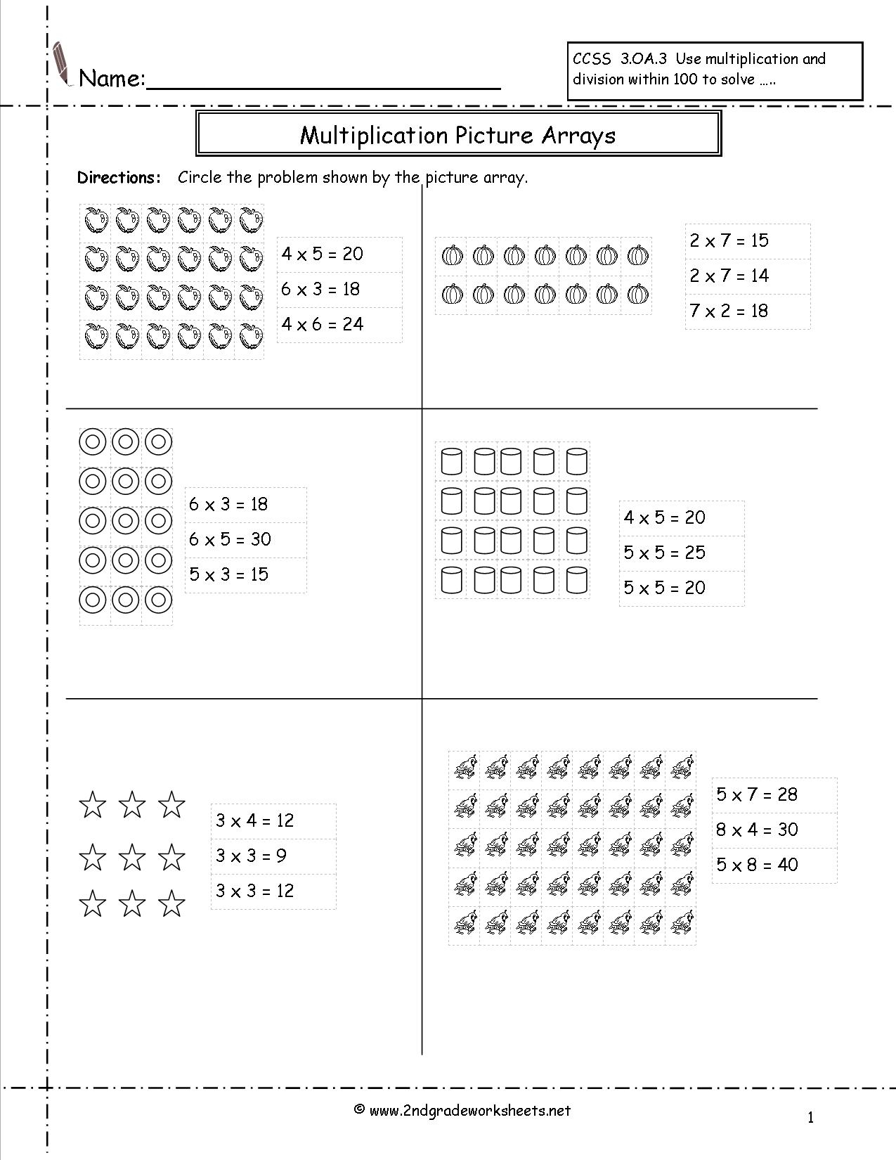 Array Worksheets Grade 2