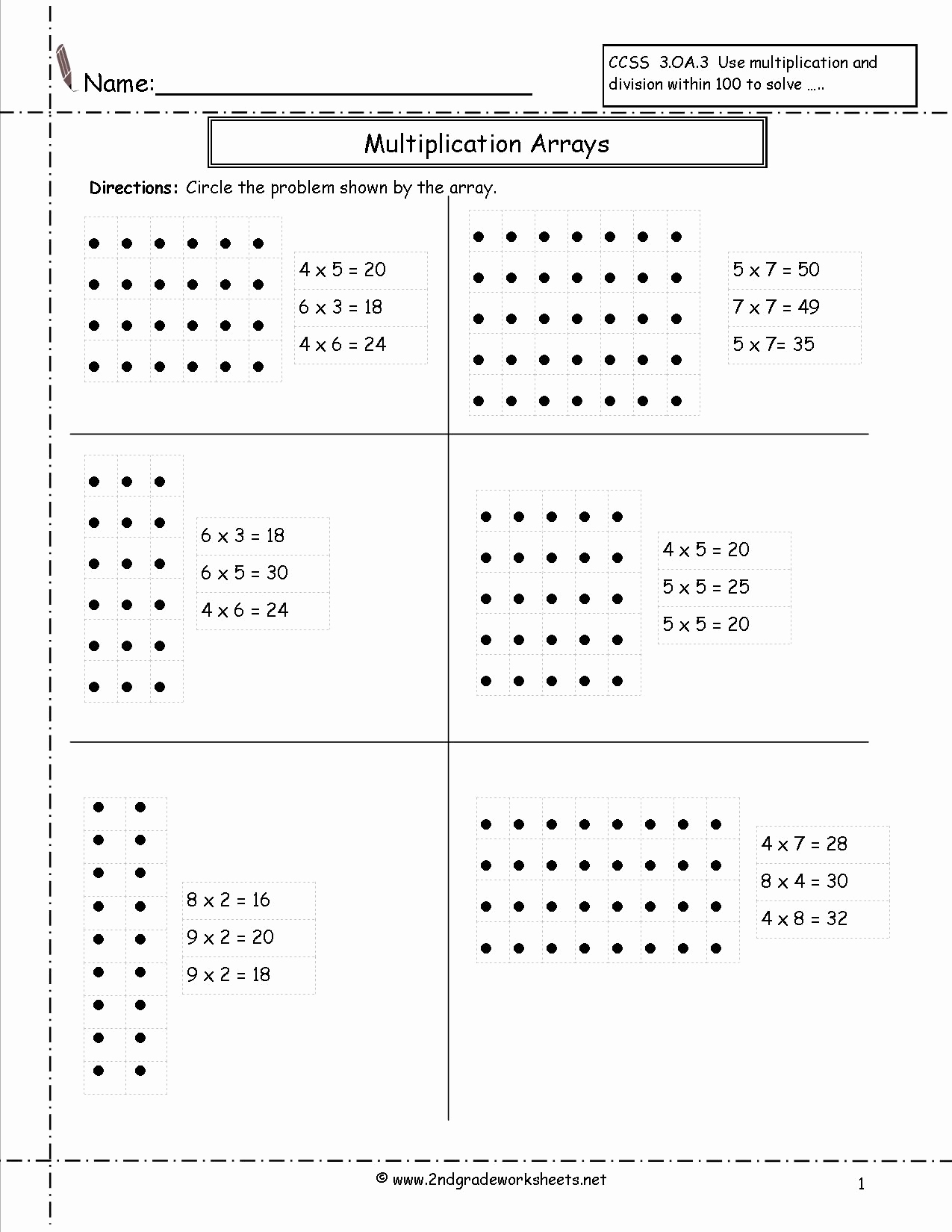 Arrays Worksheets Grade 2 Fresh Array Worksheets For Printable Array 