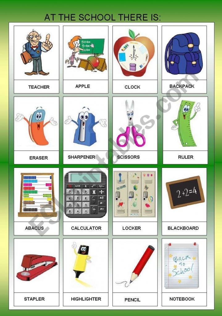 At The Scholl Objects Flashcards I For Beginners B w Esl 