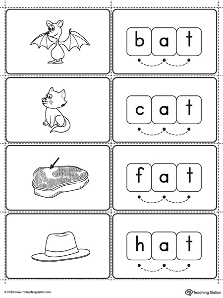 AT Word Family Small Picture Cards Printable PDF MyTeachingStation