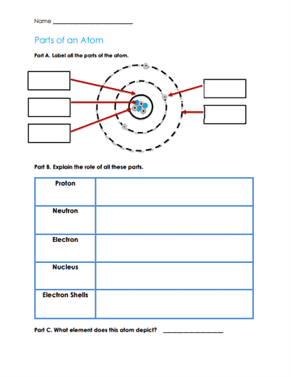atoms and molecules worksheet