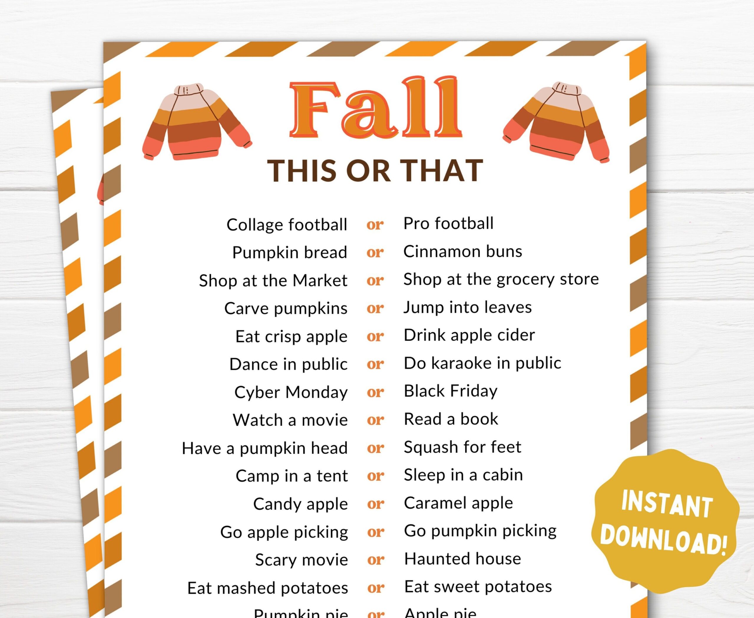 would you rather printable game for kindergarten