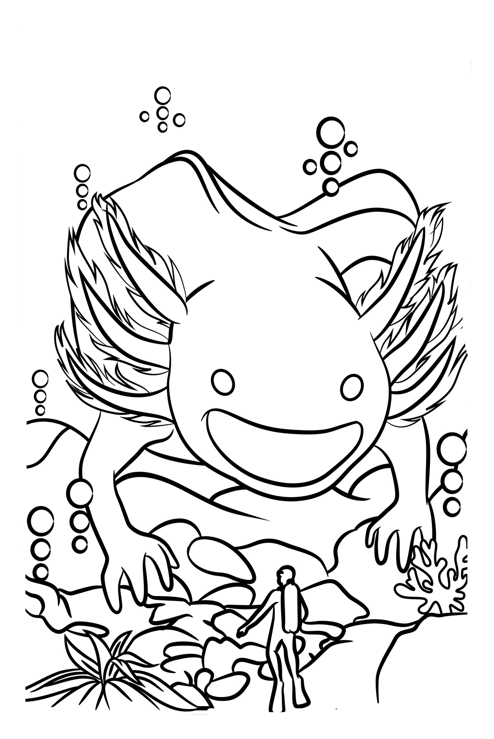 axolotl coloring page printable free
