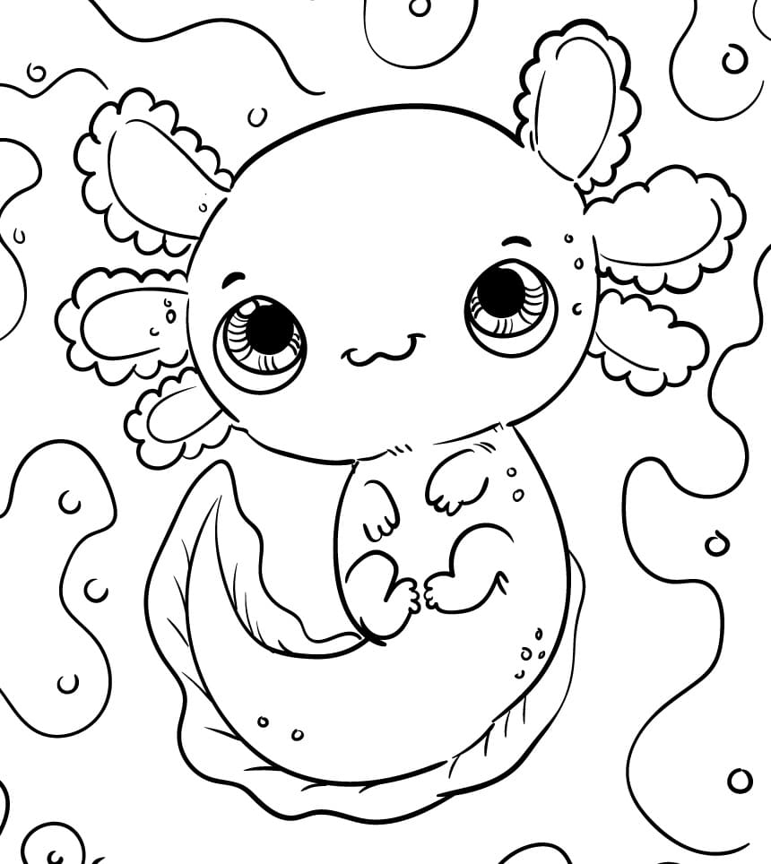 Baby Cute Axolotl Coloring Page Free Printable Coloring Pages For Kids