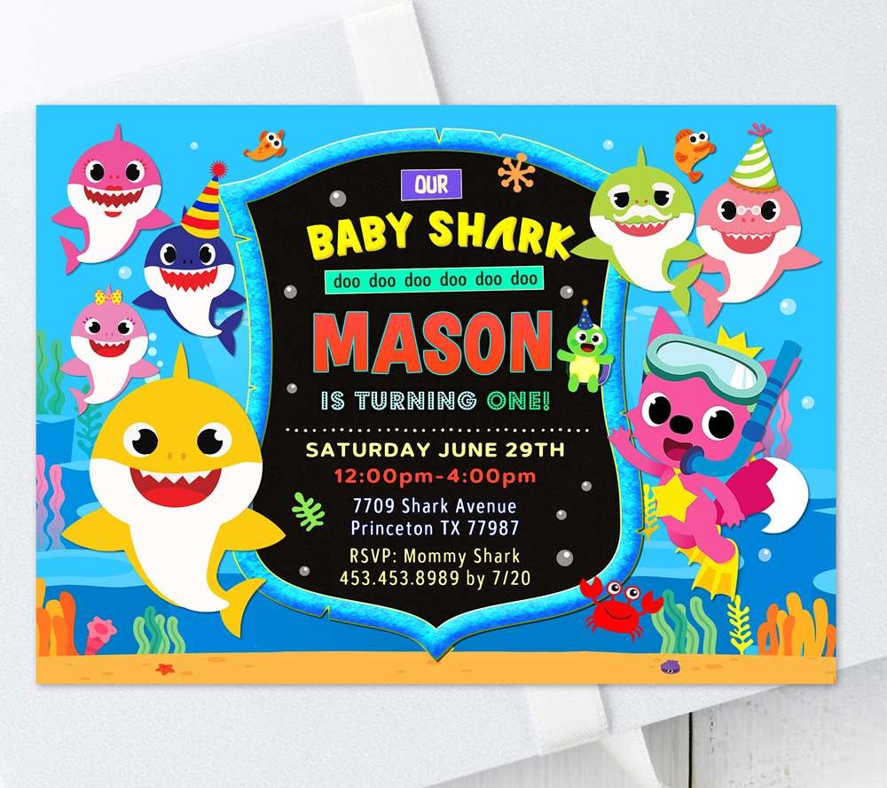 Baby Shark Birthday Invitation Template Free Download Printable Form
