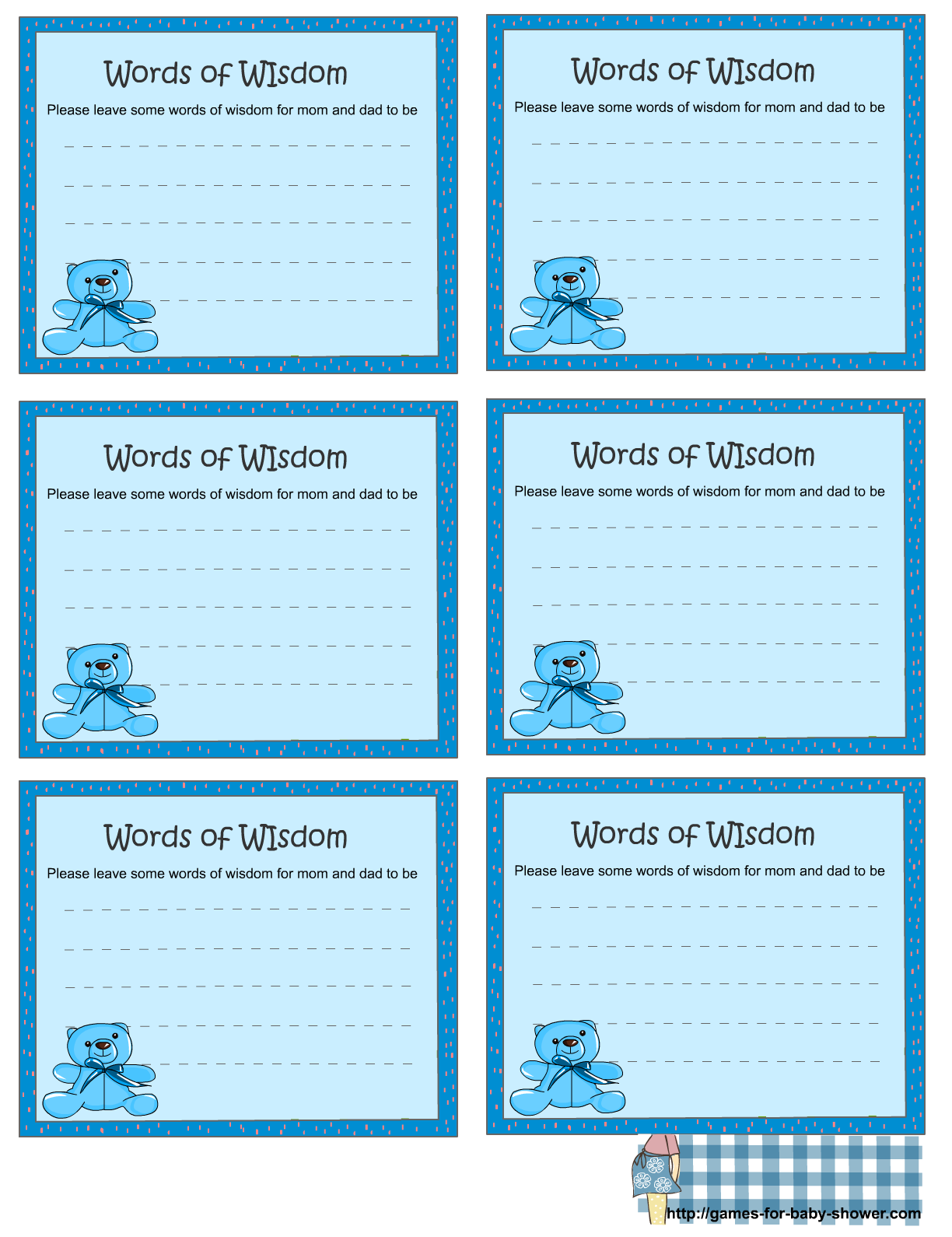 advice for new parents cards printable