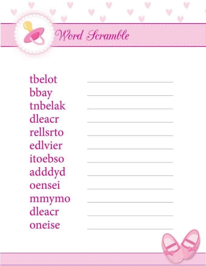 Baby Shower Games Printable Pdf
