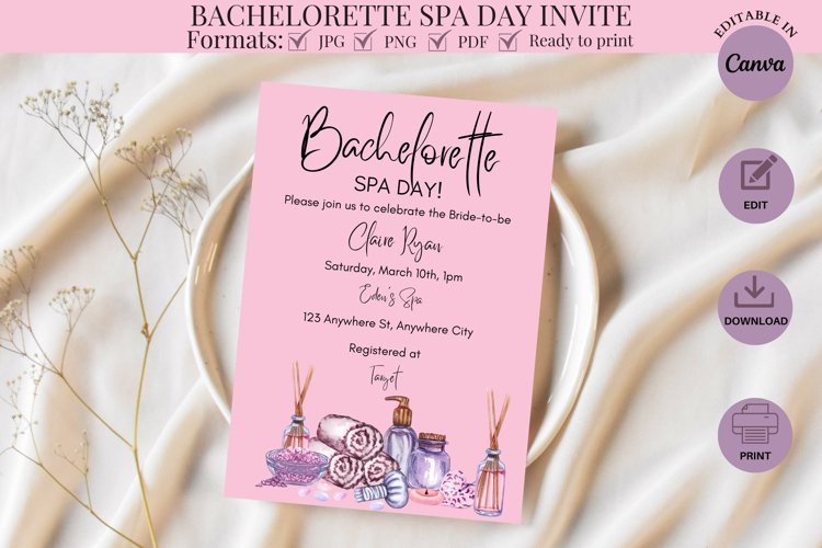 Bachelorette Spa Day Invite Template 3122249