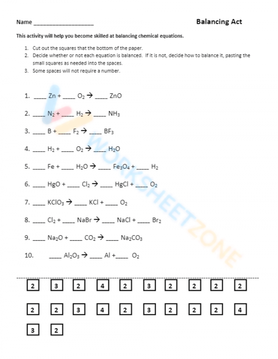 Balancing Act Practice Worksheet Answers Printable PDF Template