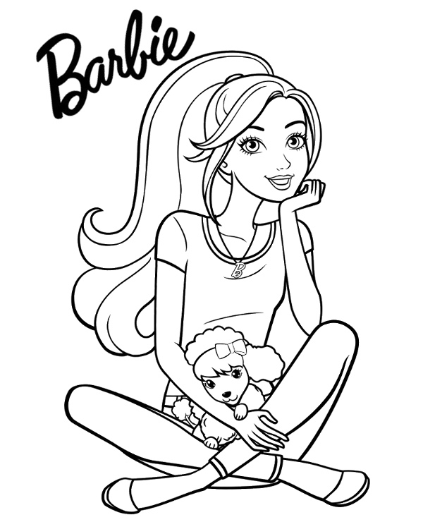barbie free coloring page