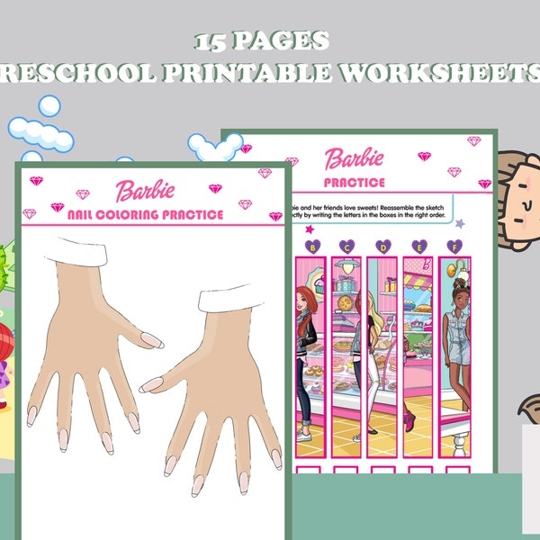 Barbie Worksheets Etsy