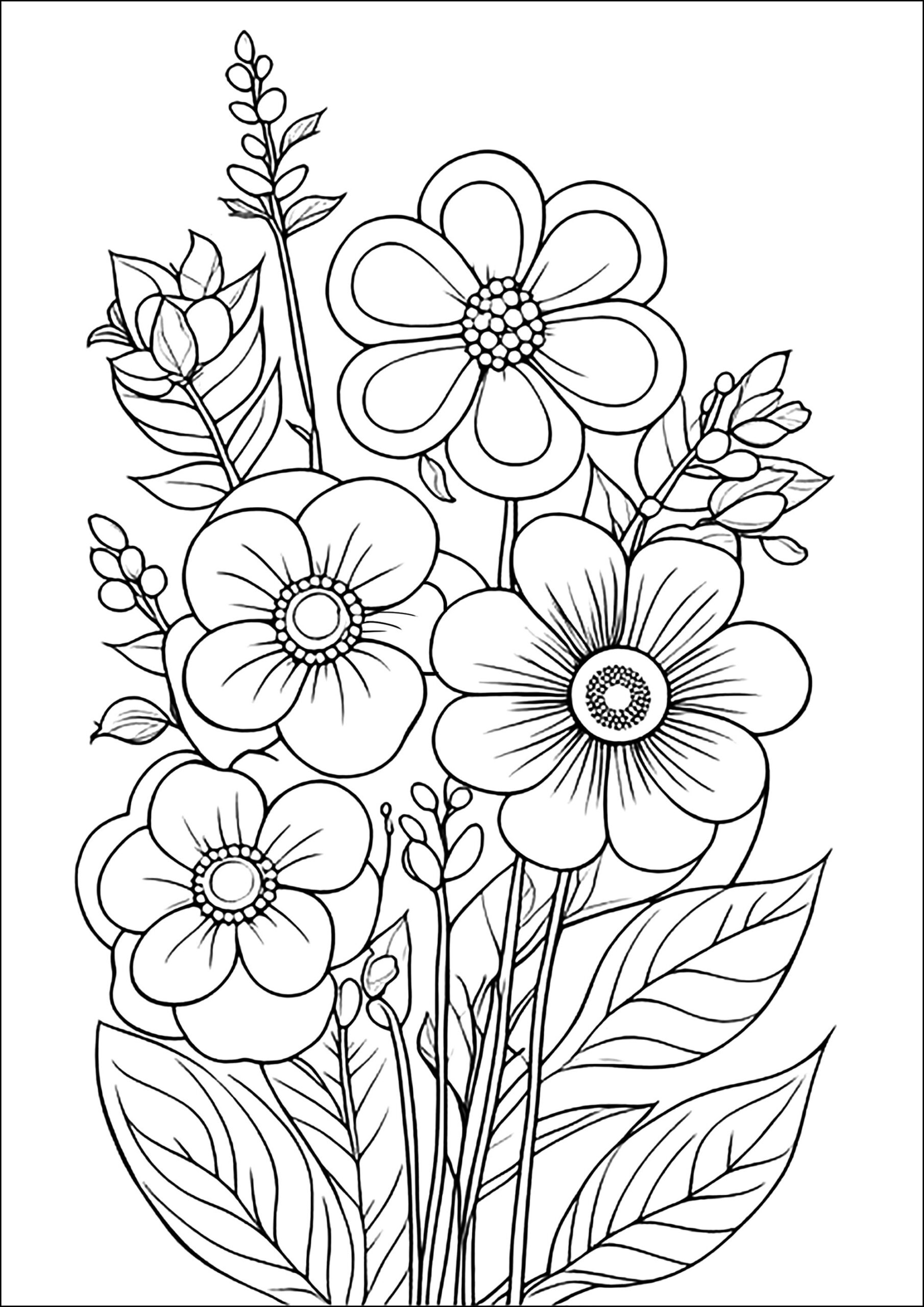 Beautiful Flowers To Color Flower Coloring Pages For Kids Page Page 3 