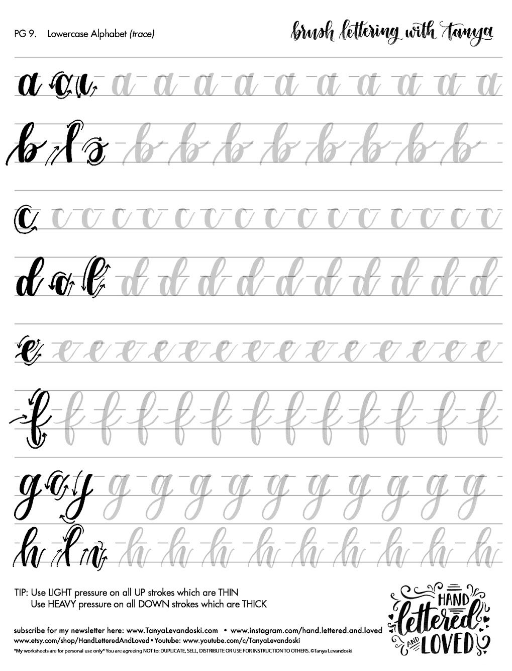 printable calligraphy practice sheets a-z