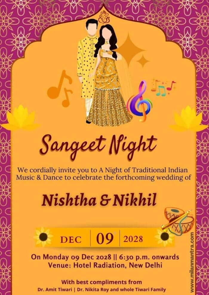 Best And Beautiful Creative Sangeet Invitation Template 2023