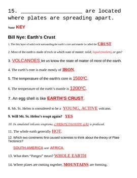 bill nye earth's crust worksheet