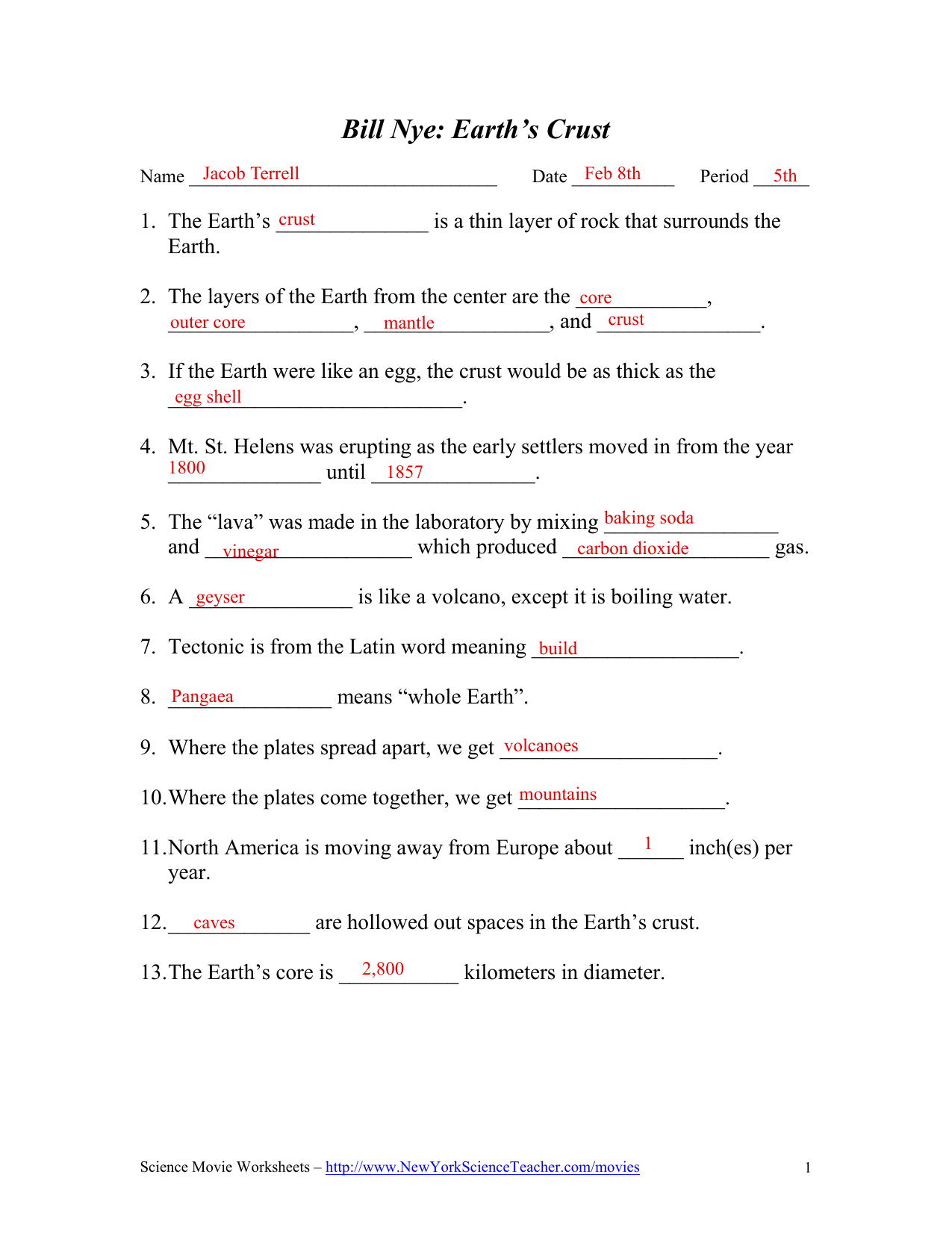 Bill Nye Erosion Worksheet Zipworksheet