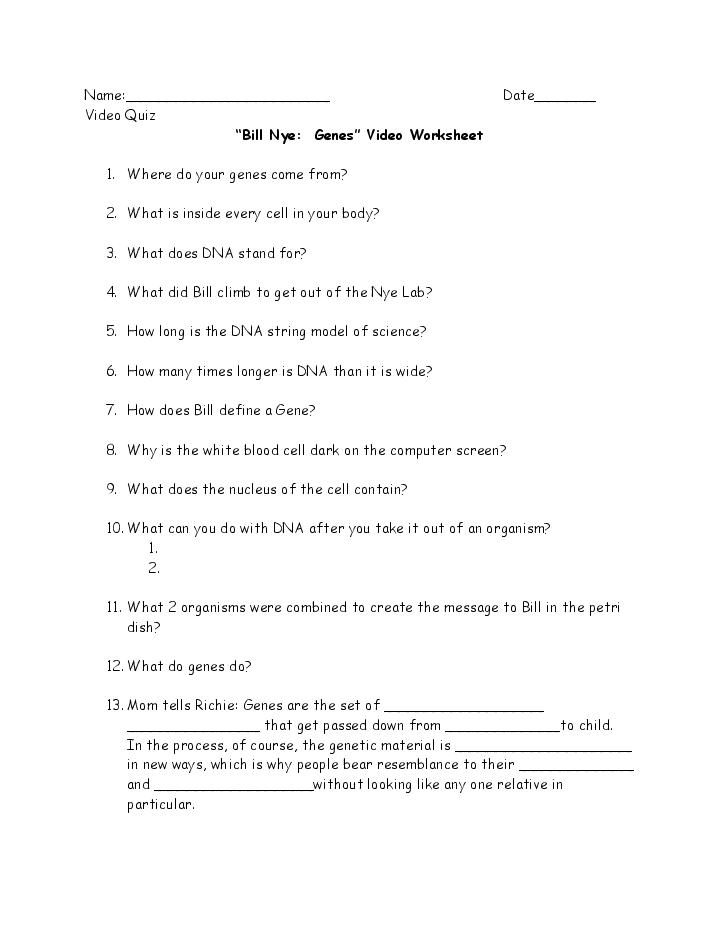 bill nye sound worksheet