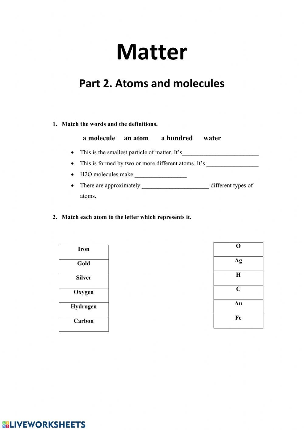 Bill Nye The Science Guy Atoms Molecules Quiz Worksheet Live 