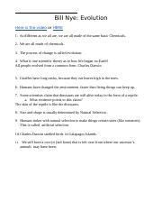 bill nye evolution worksheet