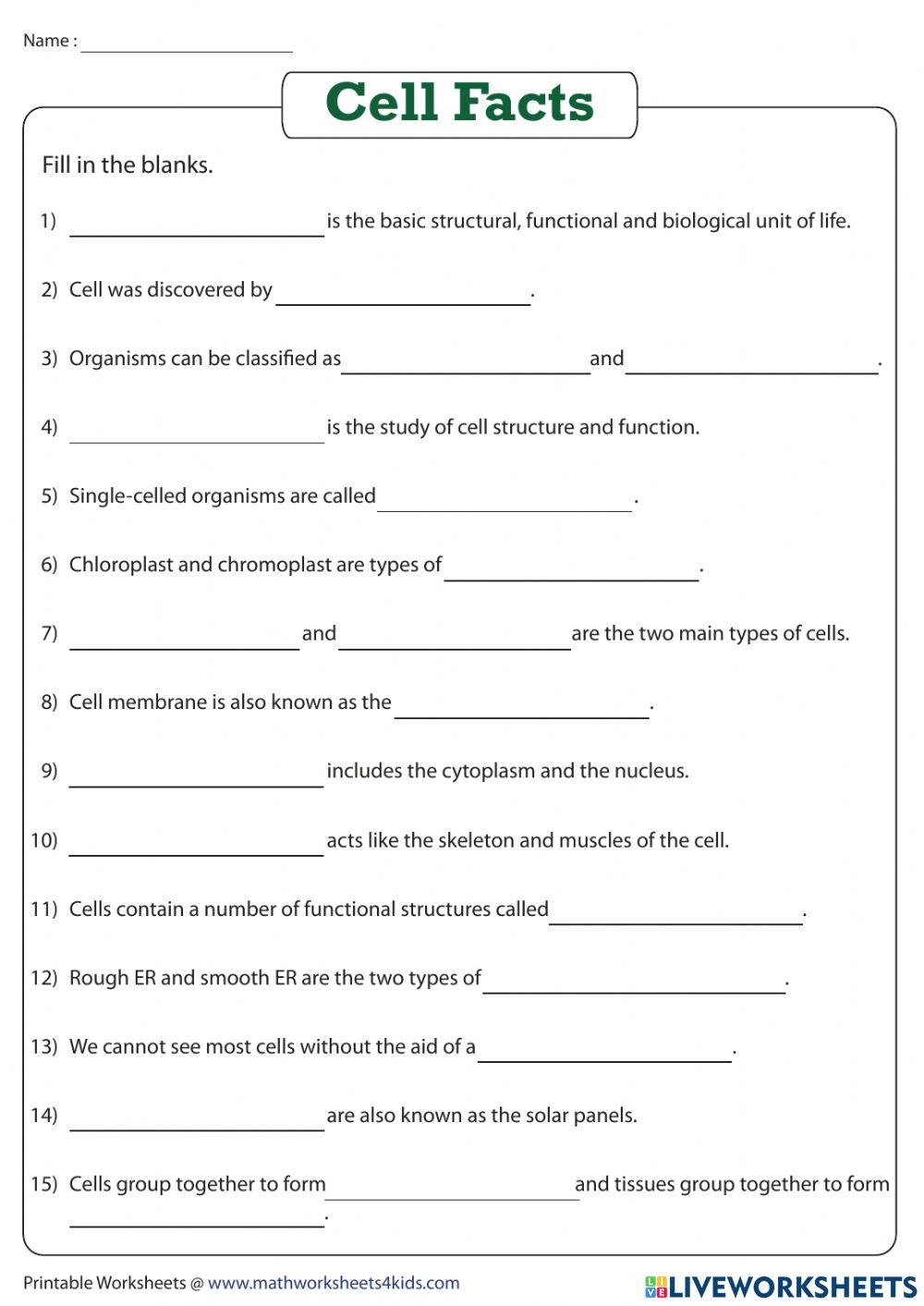 9th grade science worksheets
