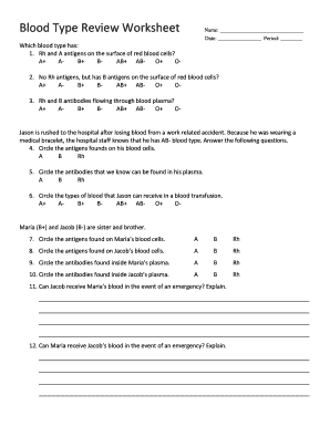 Biology Worksheets Key Blood Type And Inheritance Exercises 