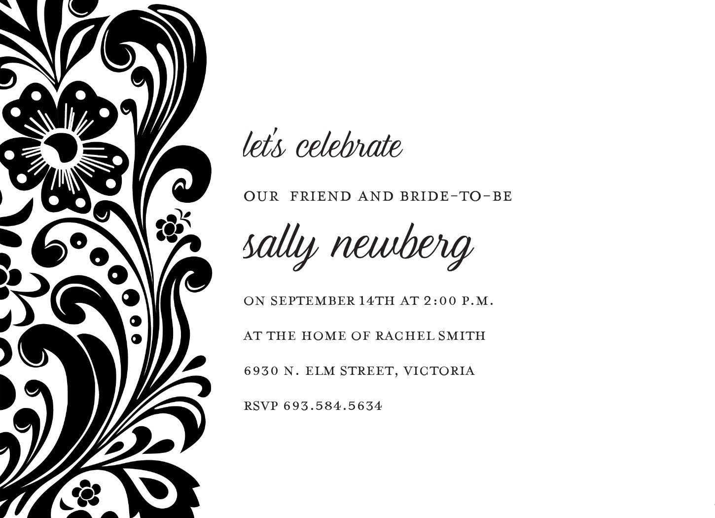 Black And White Invitations Templates
