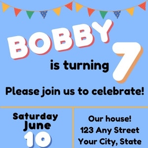 royal blue birthday invite template