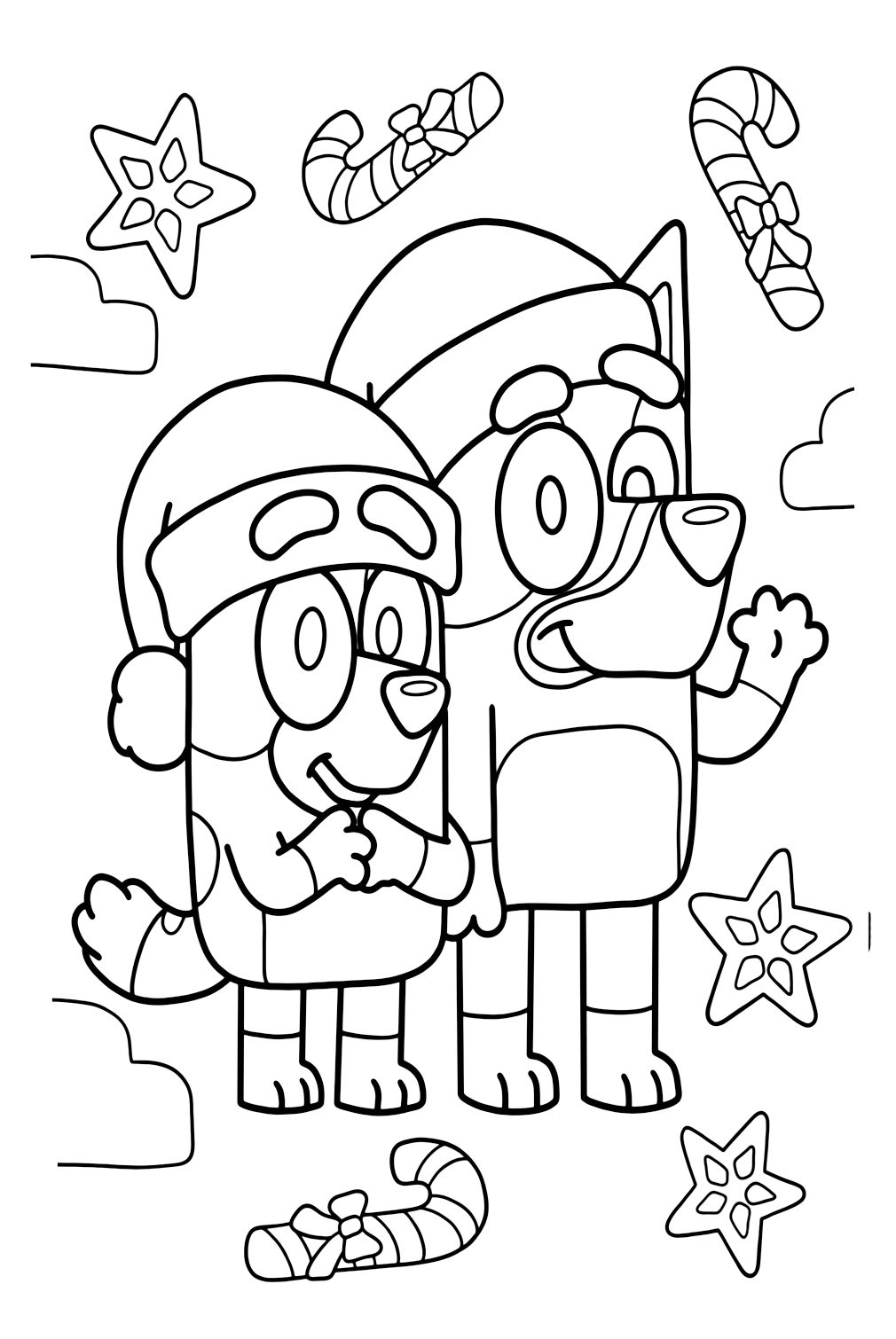 bluey christmas coloring pages free