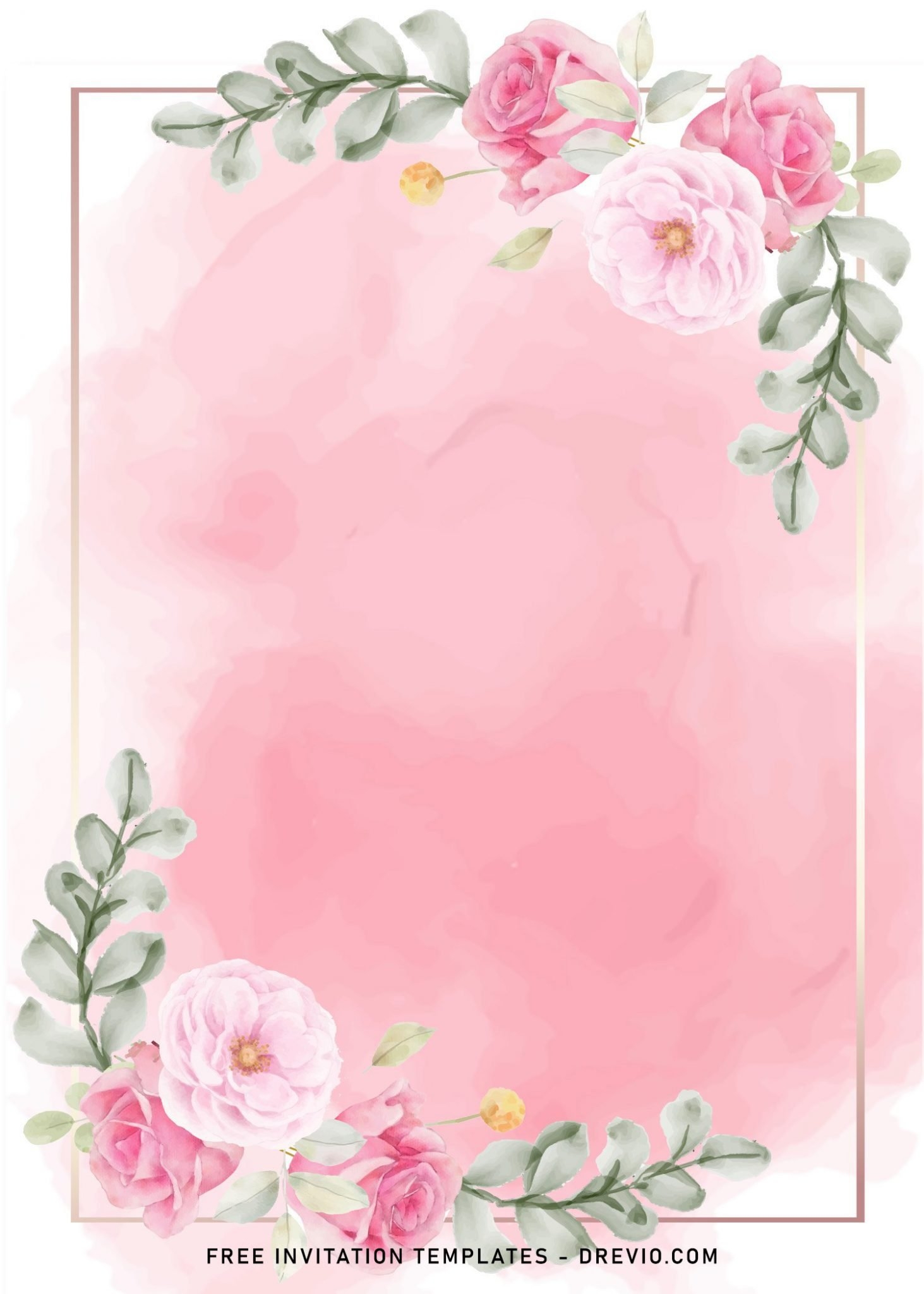 pink rose invitation template